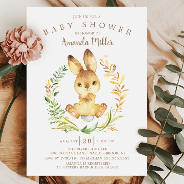 Sweet Baby Bunny Baby Shower Invitation (Creator Uploaded)