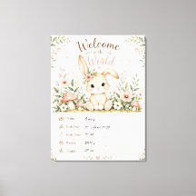 Sweet Baby Bunny Design with Birth Details Fields
