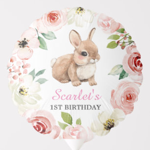 Sweet Baby Bunny Floral Birthday Party Balloon