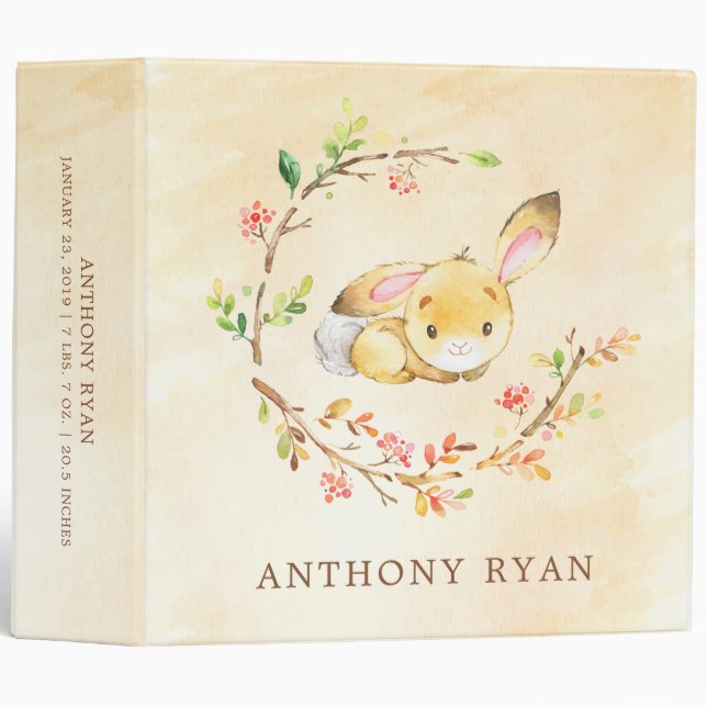 Sweet Baby Bunny Rabbit Baby Photo Album 3 Ring Binder (Front/Spine)