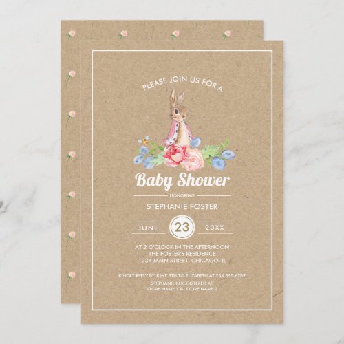 Sweet Baby Bunny  Rabbit Baby Shower  Invitation