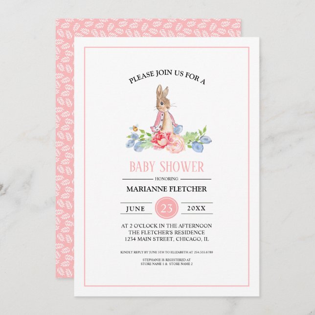 Sweet Baby Bunny | Rabbit Baby Shower Invitations (Front/Back)
