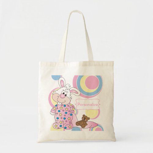 Sweet Baby Bunny with Pink Dots Tote Bag