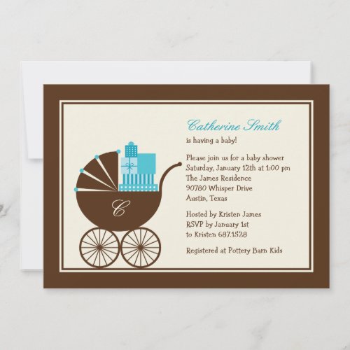 Sweet Baby Carriage Baby Shower Invitation - Blue
