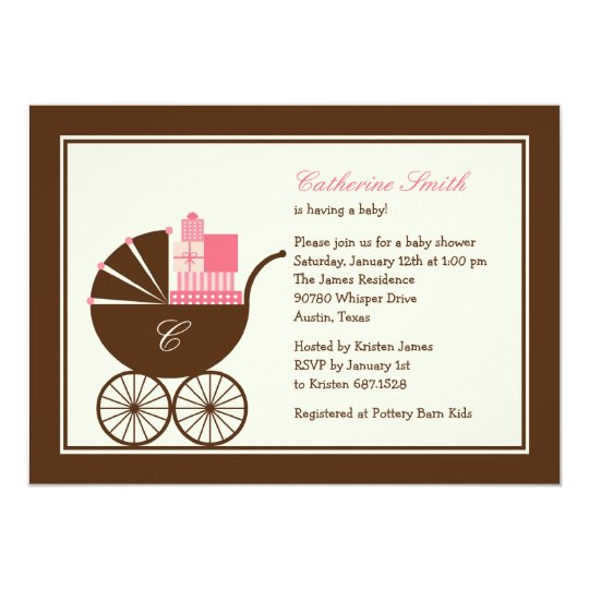 Sweet Baby Carriage Baby Shower Invitation - Pink