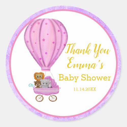 Sweet Baby Carriage Hot Air Balloon Thank You Classic Round Sticker