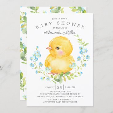 Sweet Baby Chick Boys Baby Shower Invitation