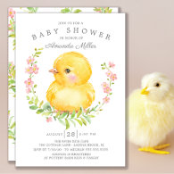 Sweet Baby Chick Girls Baby Shower Invitation