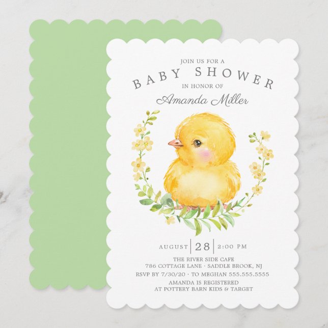 Sweet Baby Chick Neutral Baby Shower Invitation (Front/Back)