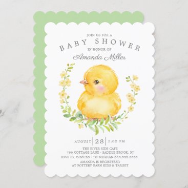 Sweet Baby Chick Neutral Baby Shower Invitation