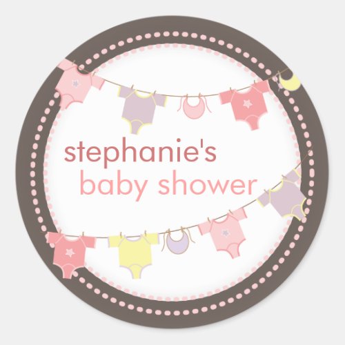 Sweet Baby Clothes LIne Girl Baby Shower Sticker