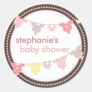 Sweet Baby Clothes LIne Girl Baby Shower Sticker