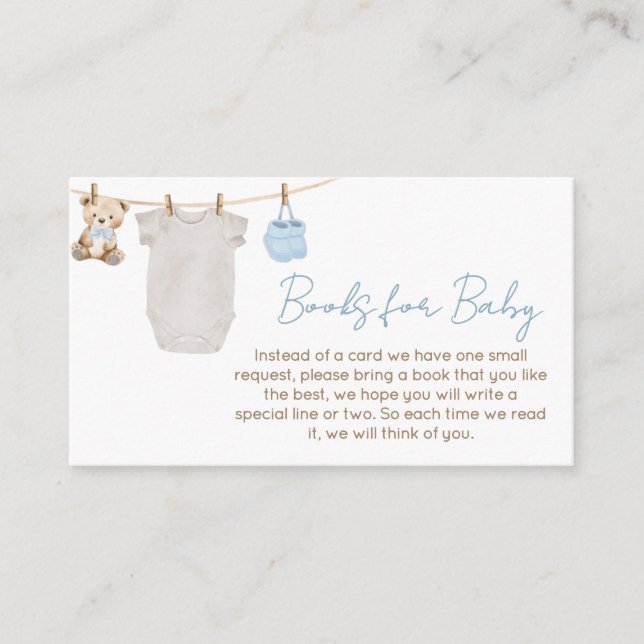 Sweet Baby Clothesline Baby Shower Books for Baby Enclosure Card (Front)
