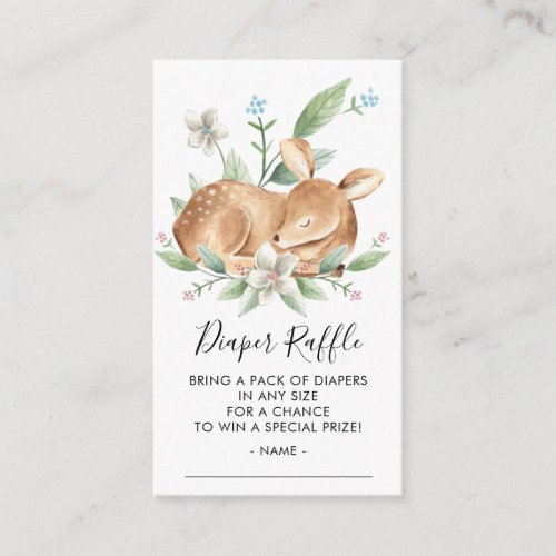 Sweet Baby Deer Diaper Raffle Ticket Enclosure Card