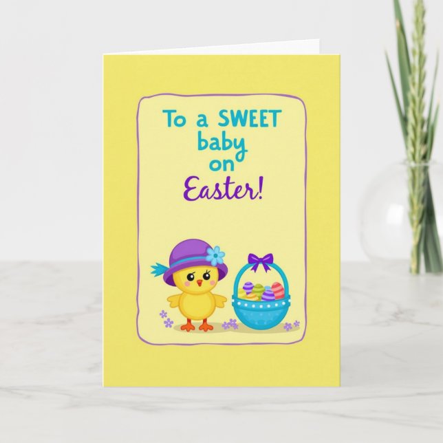 Sweet Baby Easter Faux Gold Foil Card (Front)