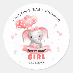 Sweet Baby Elephant Baby Shower Classic Round Sticker