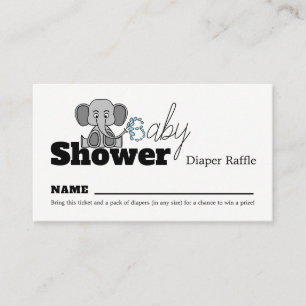 Sweet Baby Elephant, Baby Shower Diaper Raffle Enclosure Card