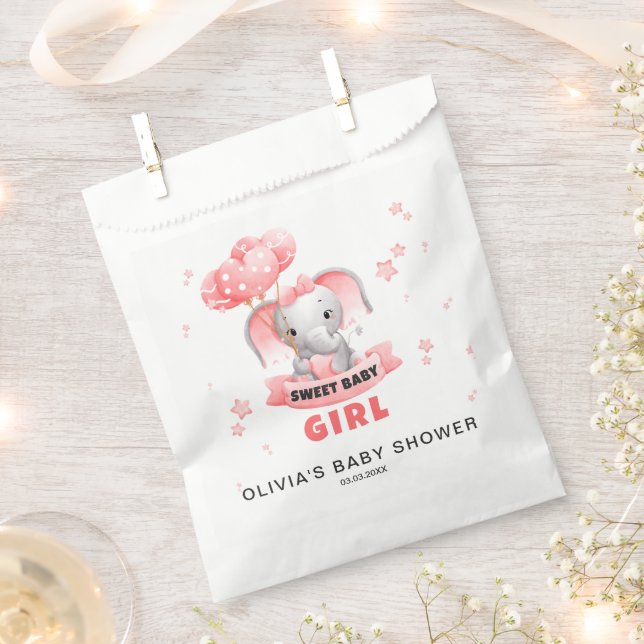 Sweet Baby Elephant Baby Shower Favor Bag (Clipped)