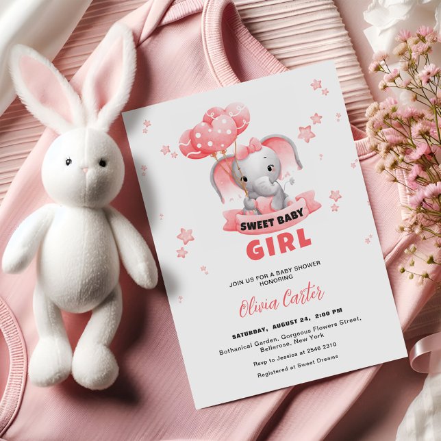 Sweet Baby Elephant Baby Shower Invitation (Creator Uploaded)