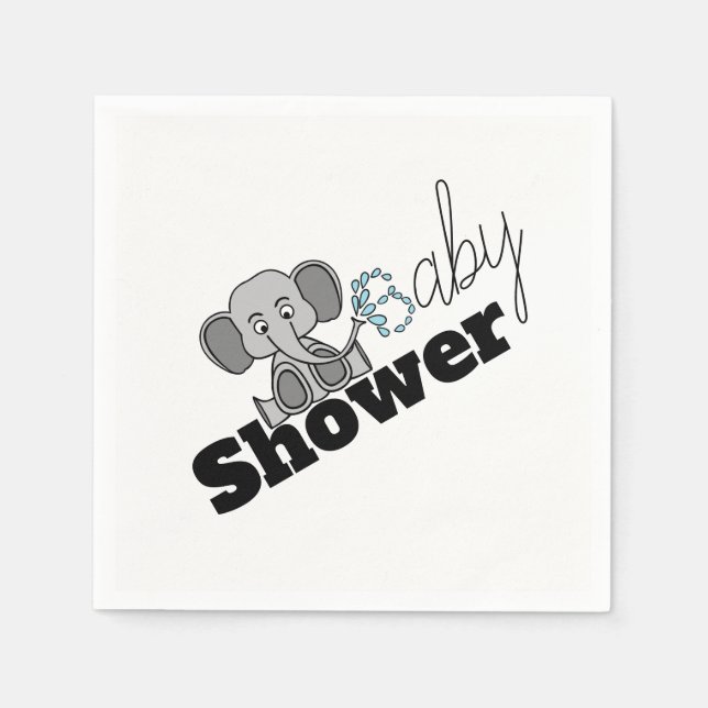 Sweet Baby Elephant, Baby Shower Napkins (Front)
