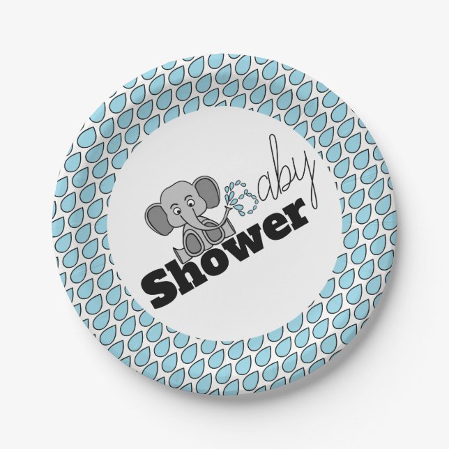 Sweet Baby Elephant, Baby Shower Paper Plates (Front)