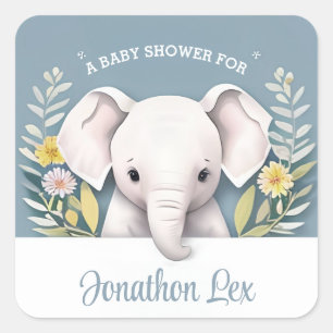 Sweet Baby Elephant Square Sticker