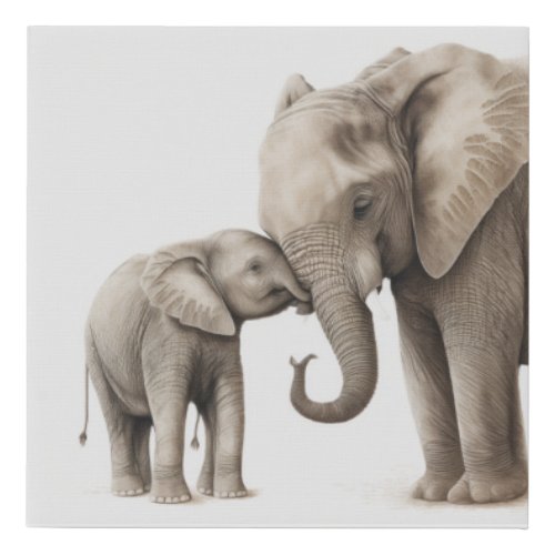 Sweet Baby Elephant Toile _ Soft Home Decor Faux Canvas Print