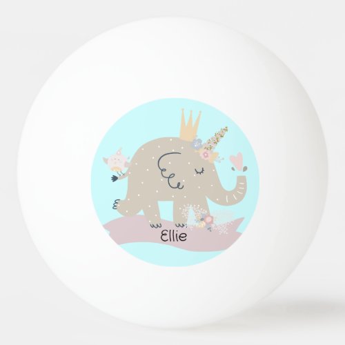 Sweet Baby Elephant Unicorn Custom Name       Ping Pong Ball