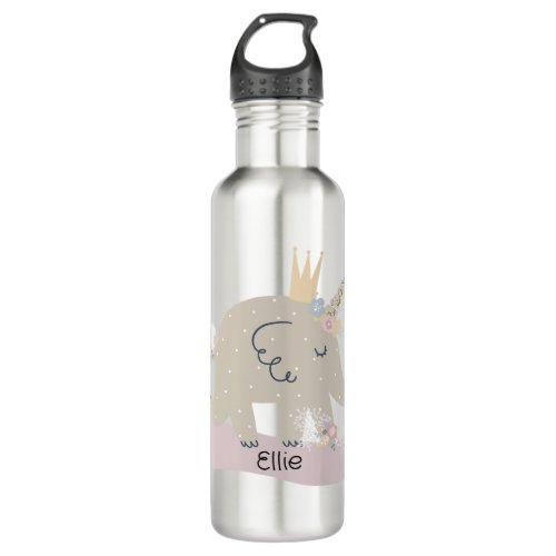 Sweet Baby Elephant Unicorn Custom Name       Stainless Steel Water Bottle