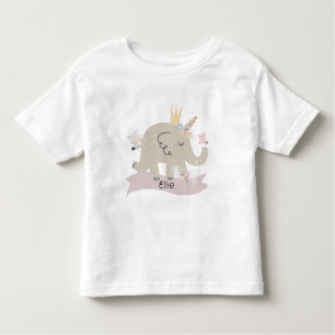Sweet Baby Elephant Unicorn Custom Name Toddler T-shirt