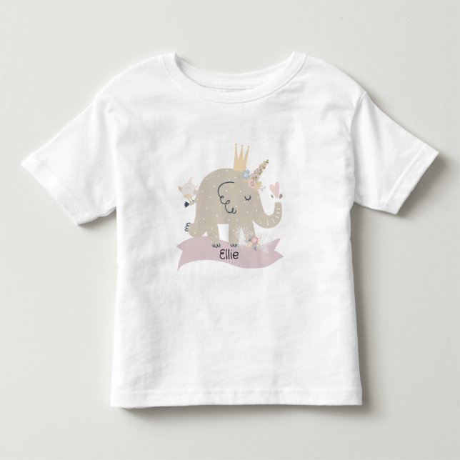 Sweet Baby Elephant Unicorn Custom Name      Toddler T-shirt (Front)