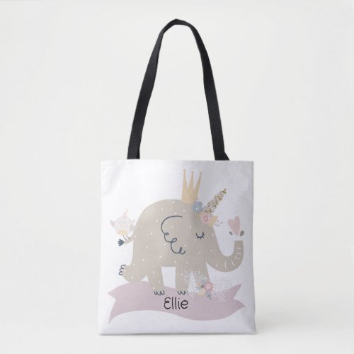 Sweet Baby Elephant Unicorn Custom Name       Tote Bag