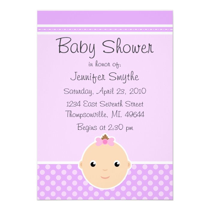 Sweet Baby Face Purple Baby Shower Invitations