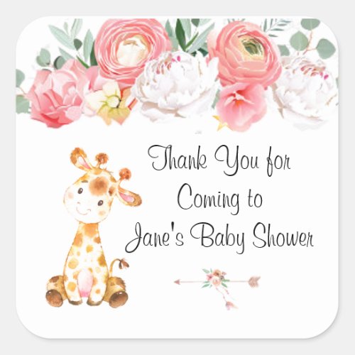 Sweet Baby Giraffe Baby Shower Party Favor Sticker