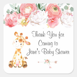Sweet Baby Giraffe Baby Shower Party Favor Sticker