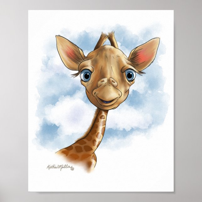 Sweet Baby Giraffe Cartoon Poster (Front)