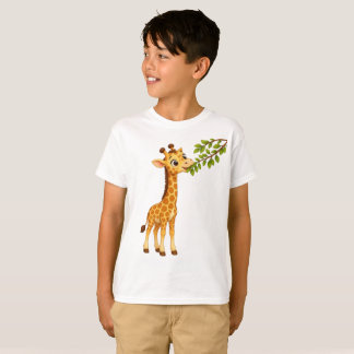Sweet Baby Giraffe Nibbling Leaves T-Shirt