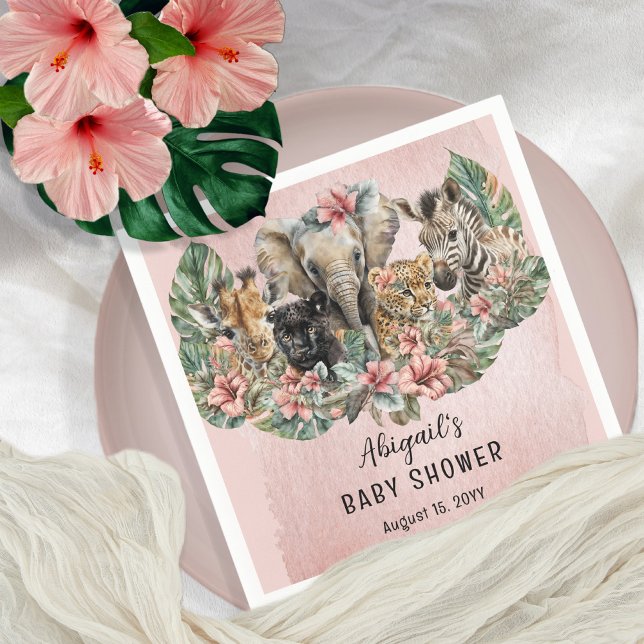 Sweet Baby Girl Animals Tropical Safari Shower Napkins (Creator Uploaded)