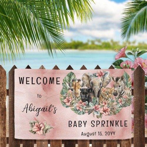 Sweet Baby Girl Animals Tropical Safari Sprinkle Banner