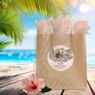 Sweet Baby Girl Animals Tropical Safari Sprinkle Classic Round Sticker