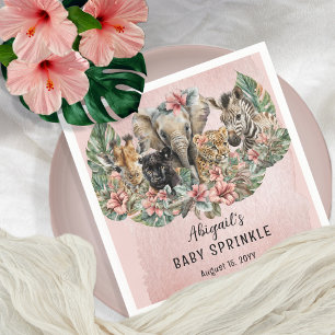 Sweet Baby Girl Animals Tropical Safari Sprinkle Napkins