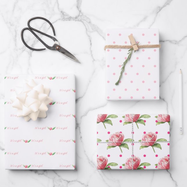 Sweet Baby Girl Assortment of Pink Wrapping Paper (Front)