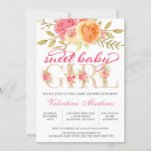 Sweet Baby Girl Autumn Pink Floral Baby Shower Invitation (Front)