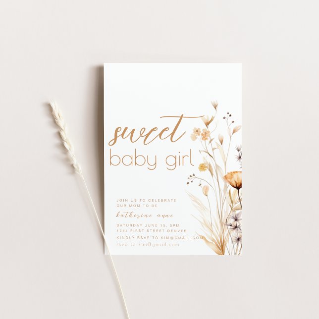Sweet Baby Girl Baby Shower Party Invitation (Creator Uploaded)