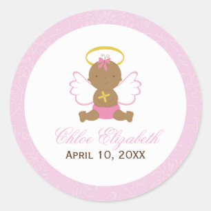 Sweet Baby Girl Baptism Classic Round Sticker