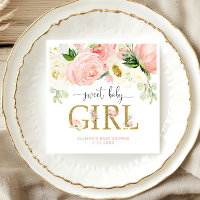 Sweet baby girl blush pink floral baby shower