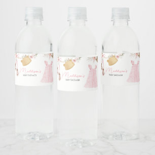 Sweet Baby Girl Boho Clothes Baby Shower Water Bottle Label