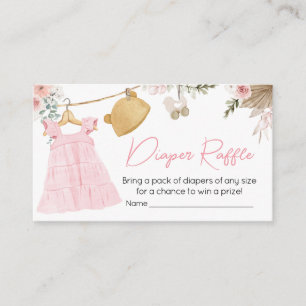 Sweet Baby Girl Boho Clothes Diaper Raffle Enclosure Card