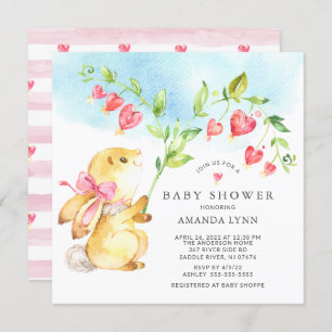 Sweet Baby Girl Bunny Baby Shower Invitation