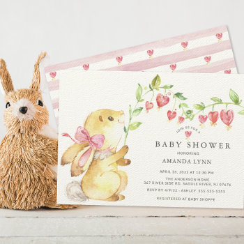 Sweet Baby Girl Bunny Baby Shower Invitation by invitationstop at Zazzle
